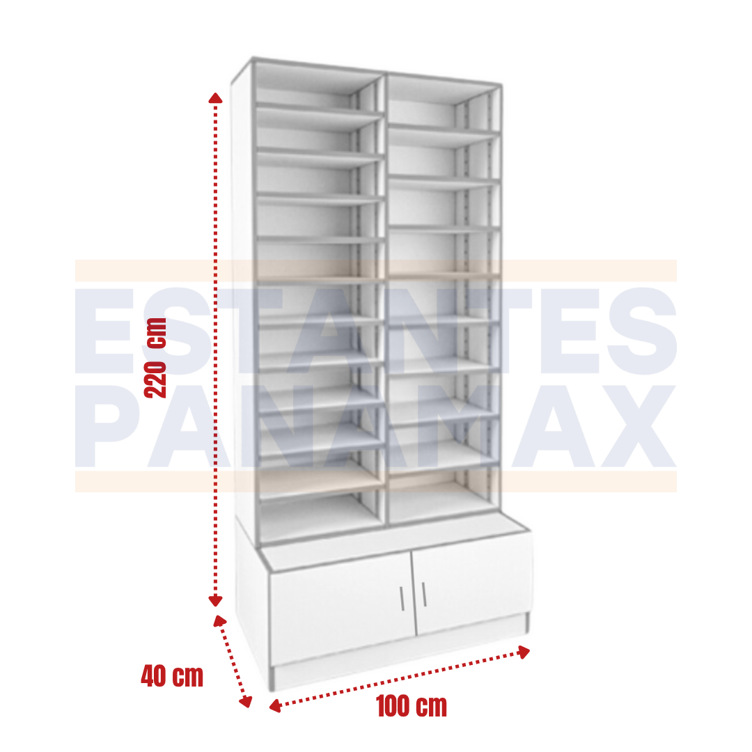 Mueble de MDF con Gaveteros Blanco 18 Niveles Para Farmacias 220x100x40cm KD-011 / KW-025