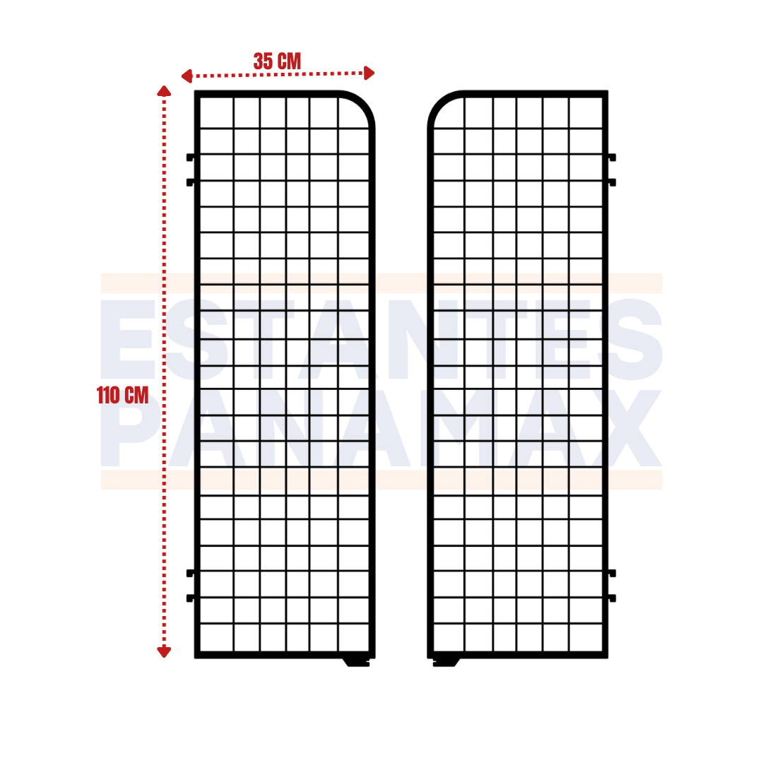 Set 2 Mallas Laterales de Hierro Negro 110x35cm para Góndolas PMX-1379
