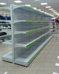 **MODELO ECONÓMICO** Góndola Doble Perforado Blanco 5 Niveles 180x120x100cm 75kg/nivel PMX-3003-D