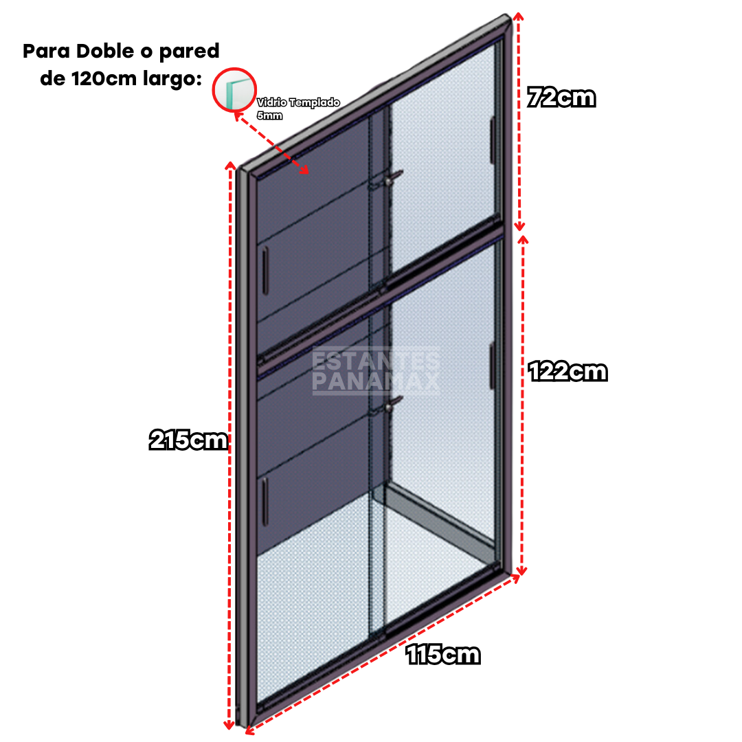 Marco de Puerta de Vidrio con Cerradura para Góndolas Negro de 110cm & 120cm de largo PMX-1223 / PMX-1224