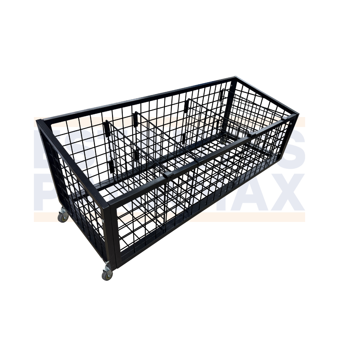 Canasta de Hierro Negro con Ruedas & Frenos +4 Divisiones 45X120X45cm PMX-1195