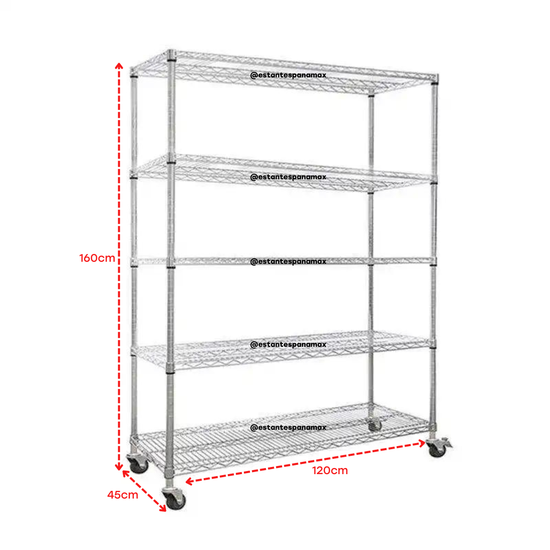 Rack Porta Ruedas Rack Metálico Cromado con Ruedas & Frenos de 5 Niveles 80-100kg R160x1 ...