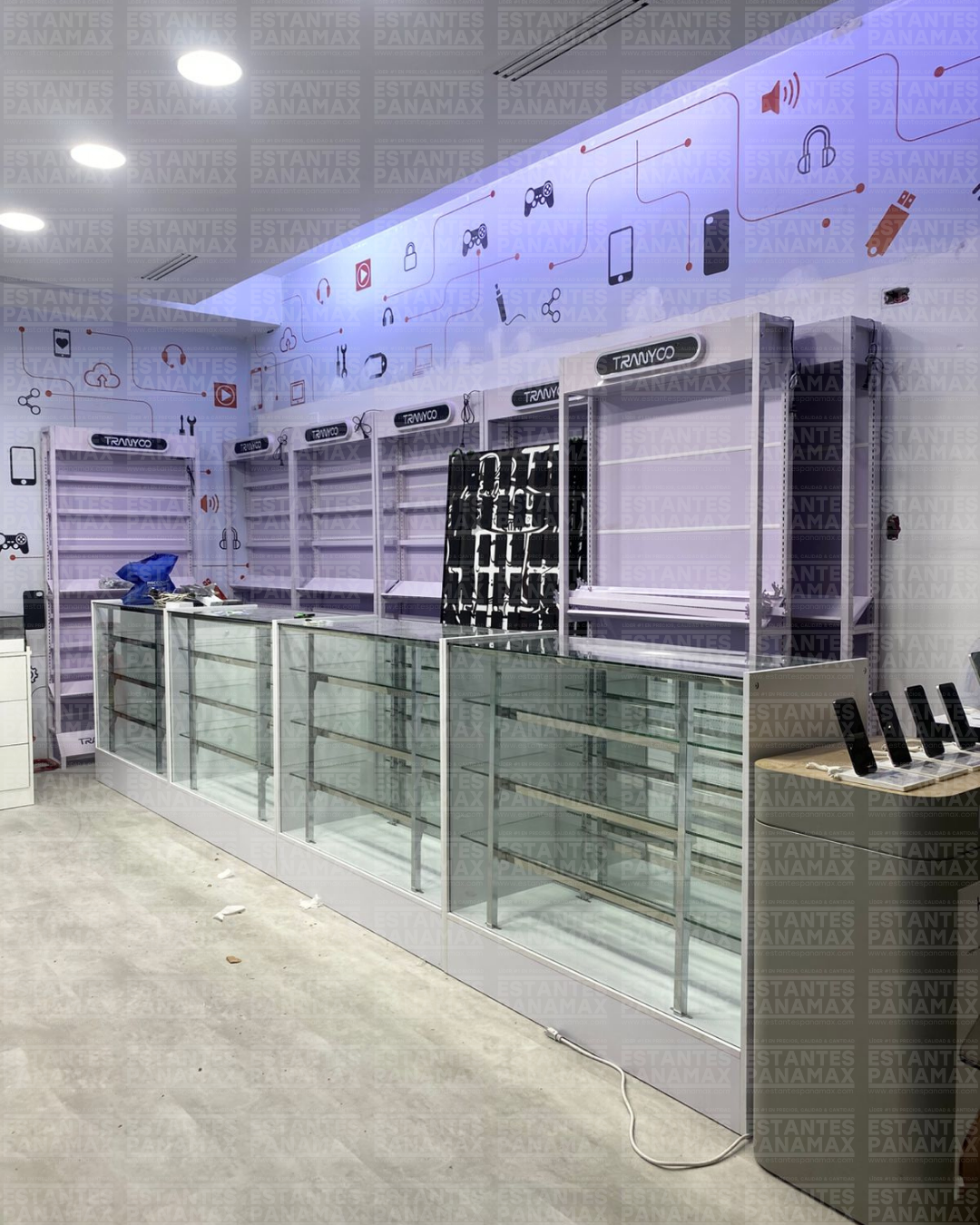 Vitrina de MDF Blanco 3 Niveles de Vidrio Templado 110x180x50cm BNM5-1