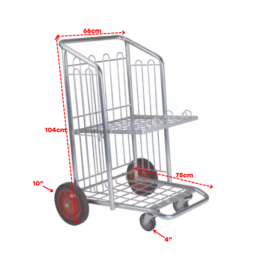 Carretilla de Paquetero Metálica Galvanizada de 4 Ruedas PMX-1082