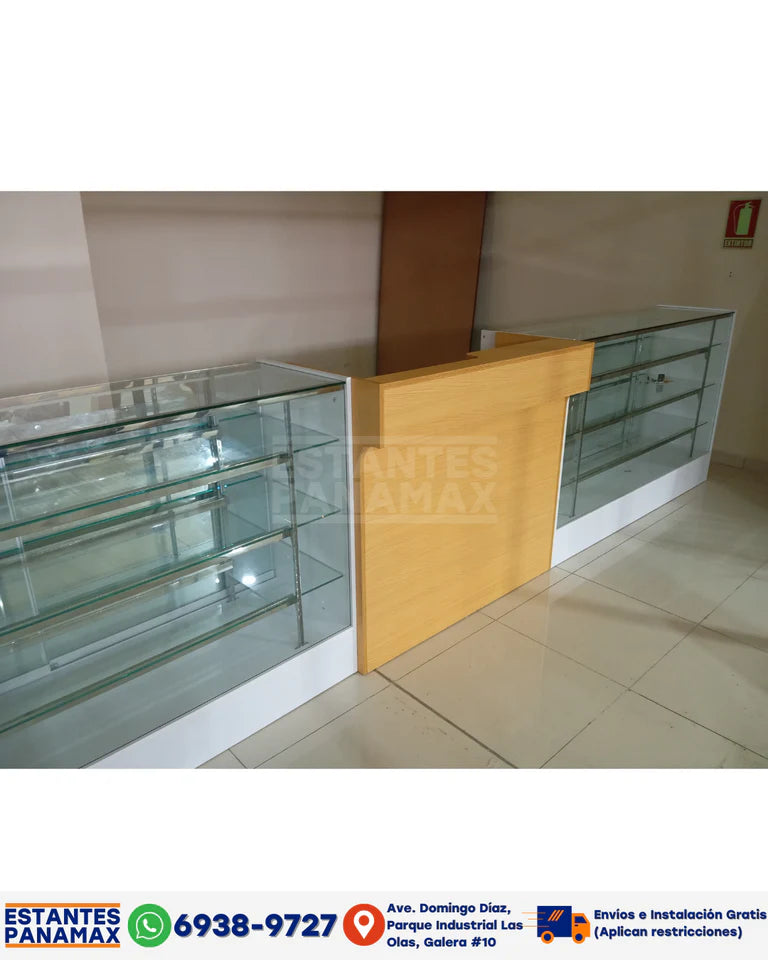 Vitrina de MDF Blanco 3 Niveles de Vidrio Templado 110x100x50cm BNM5-5