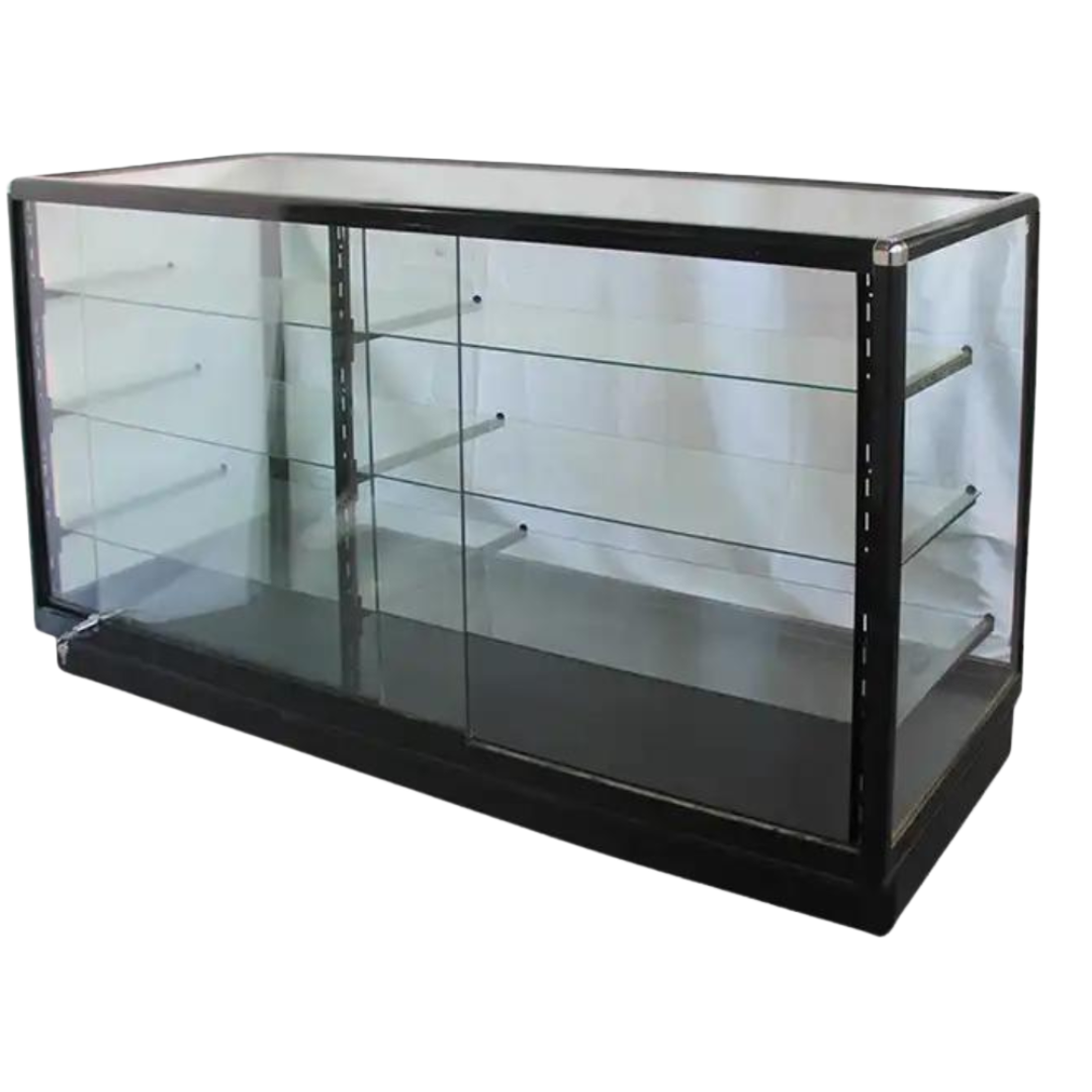 Vitrina de Aluminio Negro 3 Niveles de Vidrio Templado 110x183x60cm KS-004C