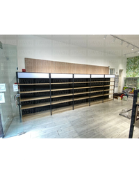 Góndola Pared Perforado Negro con Diseño de Madera 5 Niveles 200x120x40cm 90kg/nivel PMX-1208