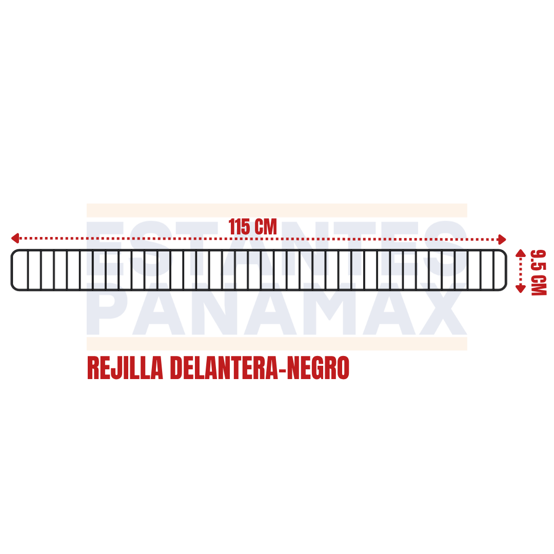 Rejilla de Hierro Delantera Negro 9.5x115cm RD115-NE