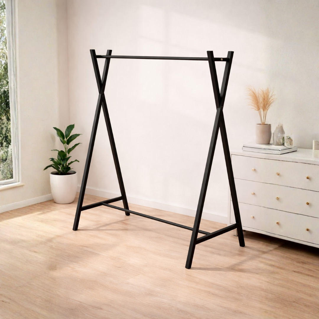 Perchero Exhibidor de Ropa Negro 160x120x40cm XBH-CR12