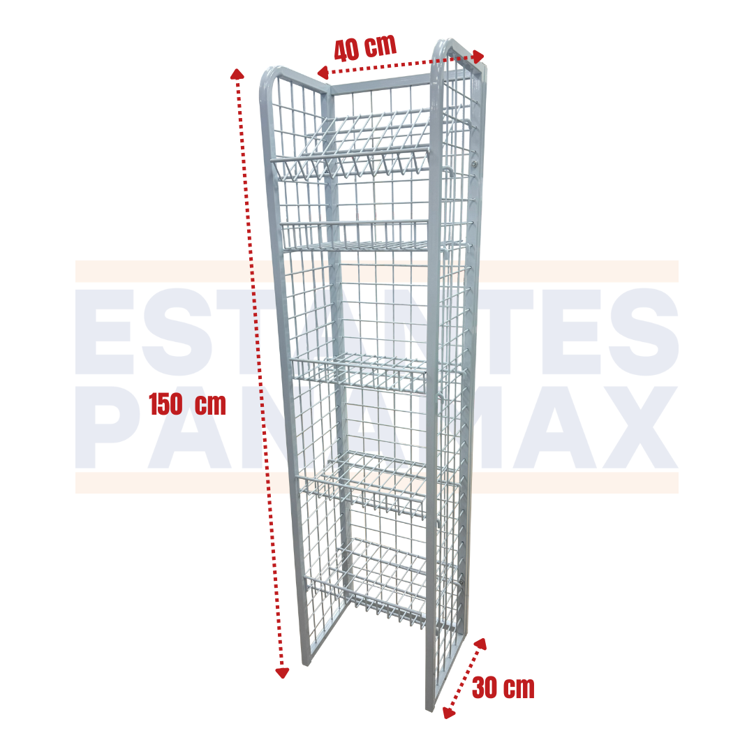 **CALIBRE GRUESO** Rack para Snacks de 5 Niveles Blanco 150x40x30cm 75kg/Nivel PMX-1295