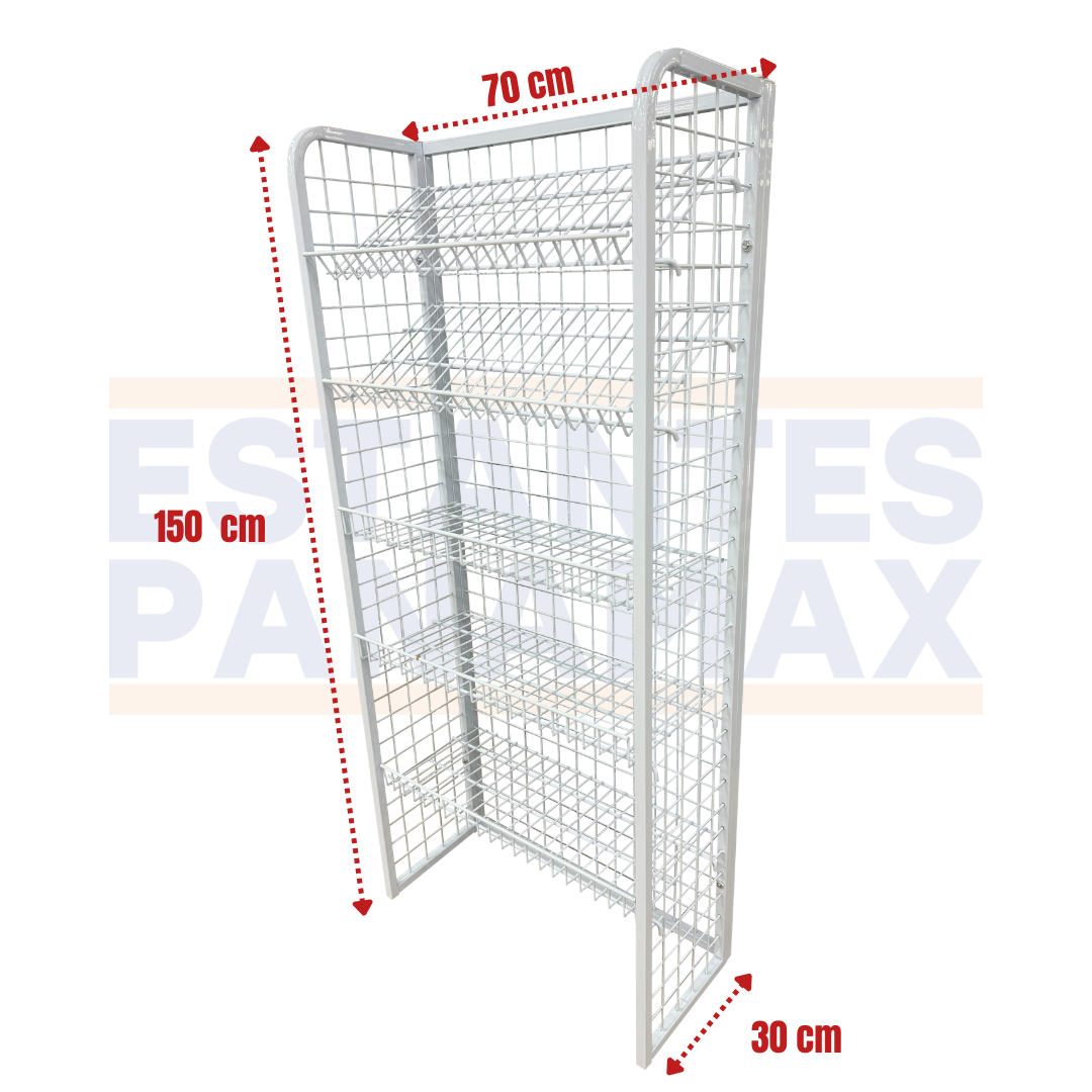 **CALIBRE GRUESO** Rack para Snacks de 5 Niveles Blanco 150x70x30cm 75kg/Nivel PMX-1294