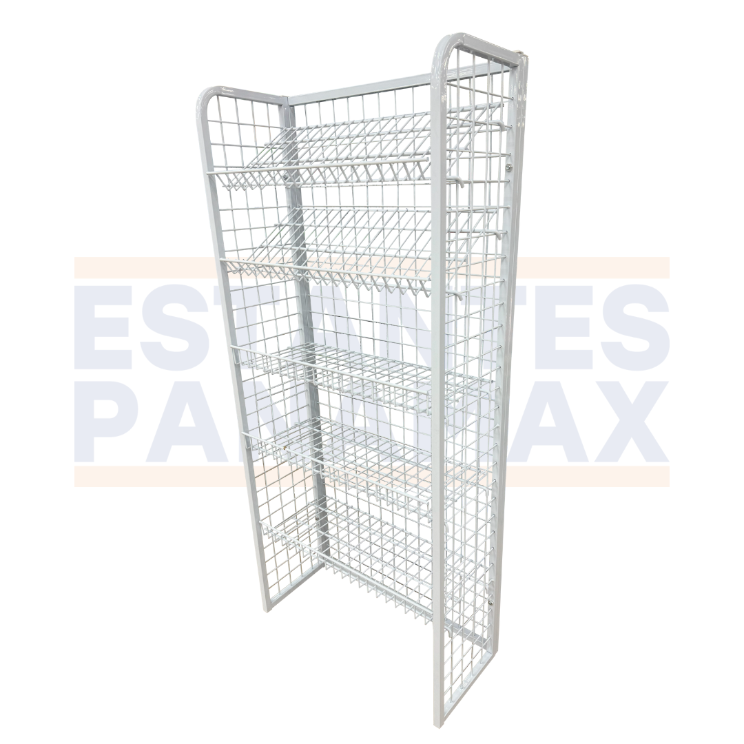 **CALIBRE GRUESO** Rack para Snacks de 5 Niveles Blanco 150x70x30cm 75kg/Nivel PMX-1294