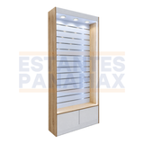 Exhibidor Comercial de Pared Ranurada Slatwall con Iluminación LED y Gabinete para Tiendas 240×103.6×30cm KW-028-103