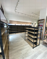 Góndola Pared Perforado Negro con Diseño de Madera 5 Niveles 200x120x40cm 90kg/nivel PMX-1208