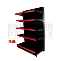 ***CALIBRE GRUESO*** Góndola Pared Perforado Negro 5 Niveles 180x120x55cm 250kg/nivel PMX-1188