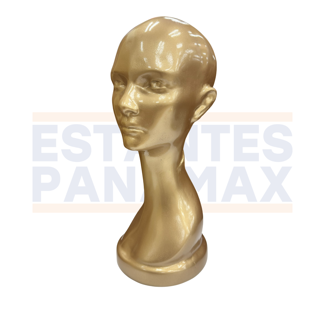 Maniquí de Cabeza con Cuello Mujer Color Dorado PMX-1304