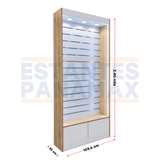 Exhibidor Comercial de Pared Ranurada Slatwall con Iluminación LED y Gabinete para Tiendas 240×103.6×30cm KW-028-103