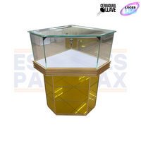 Esquinero para Joyería Color Dorado con LED y Cerradura con Llaves 110x60x60cm KW-025
