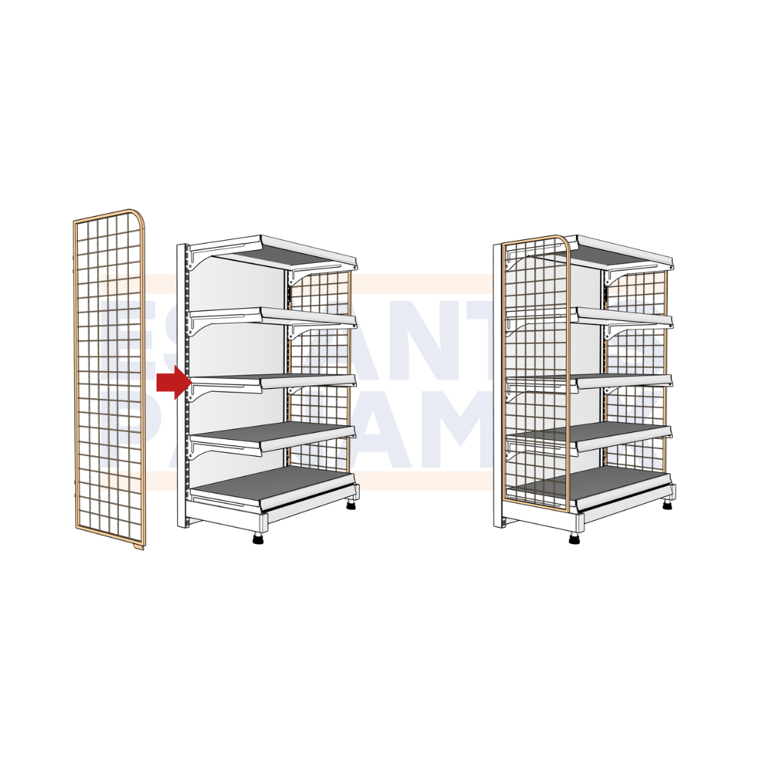 Set 2 Mallas Laterales de Hierro Crema 110x35cm para Góndolas PMX-1381