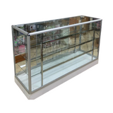 Vitrina de Aluminio Plateado con Base Blanco 3 Niveles Vidrio Templado 110x183x60cm KS-004