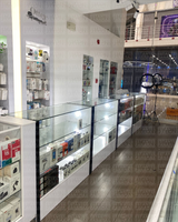 Vitrina Horizontal de MDF Blanco con 2 Niveles & Gaveteros con 6 Luces LED 110x120x50cm BNM24-006