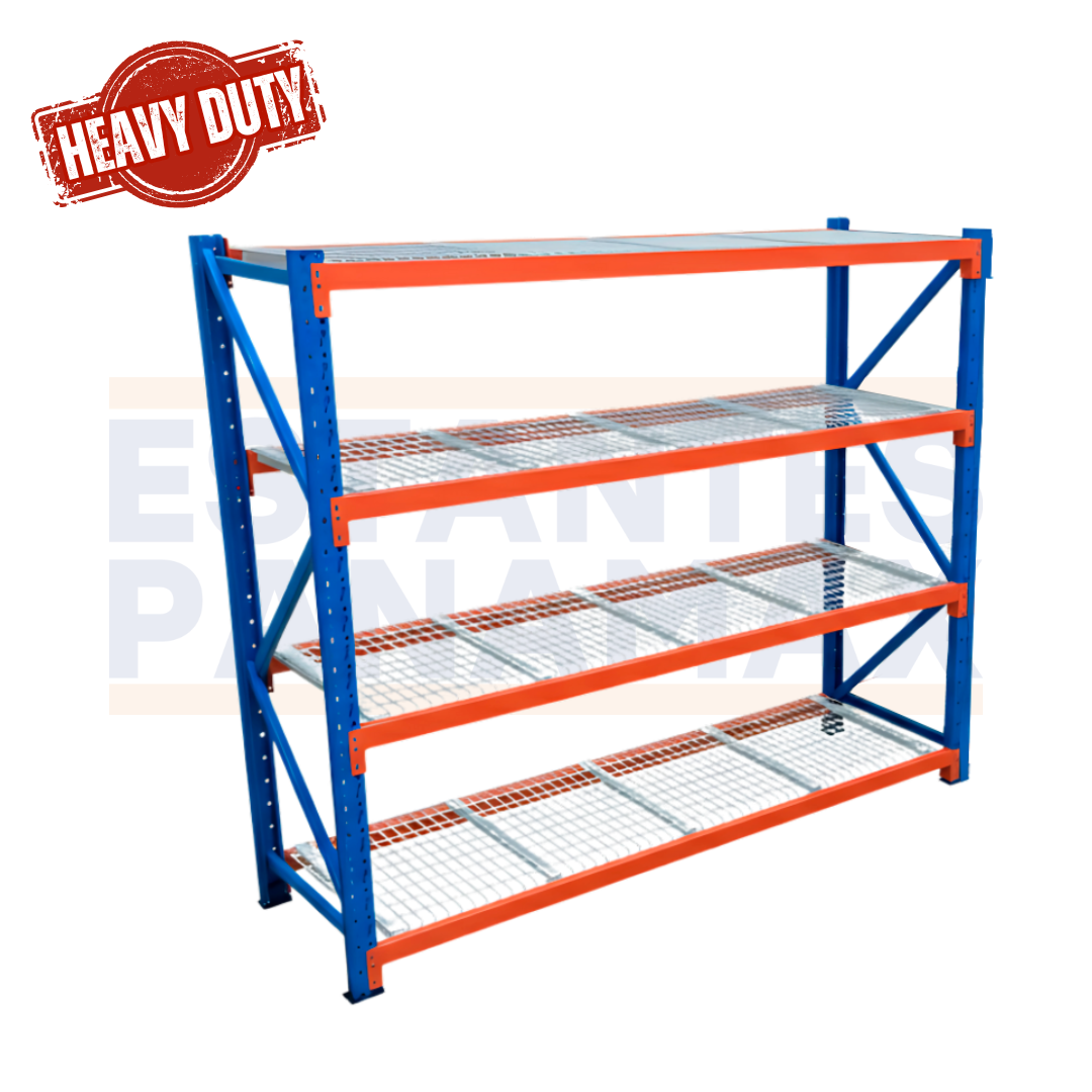 Rack de Bodega de Carga Pesada 1000kg/Nivel con Mallas 240x100cm PMX-1094 1 Tonelada. ***SE VENDE POR PIEZAS***