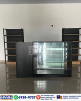 Set Mostrador + Vitrina de 2 Niveles en MDF Negro MDF-2 / KW-013