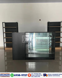 Set Mostrador + Vitrina de 2 Niveles en MDF Negro MDF-2 / KW-013