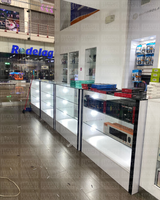 Vitrina Horizontal de MDF Blanco con 2 Niveles & Gaveteros con 6 Luces LED 110x120x50cm BNM24-006