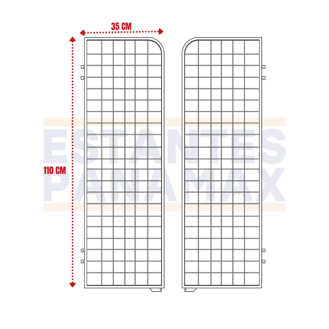 Set 2 Mallas Laterales de Hierro Blanco 110x35cm para Góndolas PMX-1380