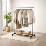 Perchero Exhibidor de Ropa Cromado con Negro XBH-CR13