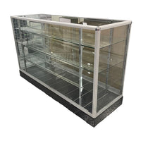 Vitrina de Aluminio Plateado con Base Negro 3 Niveles Vidrio Templado 110x183x60cm KS-004