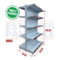 **MODELO ECONÓMICO** Góndola Doble Lado Perforado Blanco 5 Niveles 210x120x90cm 75kg/nivel PMX-3006-D