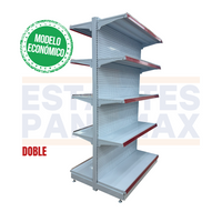 **MODELO ECONÓMICO** Góndola Doble Lado Perforado Blanco 5 Niveles 210x120x90cm 75kg/nivel PMX-3006-D