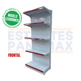 **MODELO ECONÓMICO** Góndola Frontal Perforado Blanco 5 Niveles 210x90x45cm 75kg/nivel PMX-3006-F