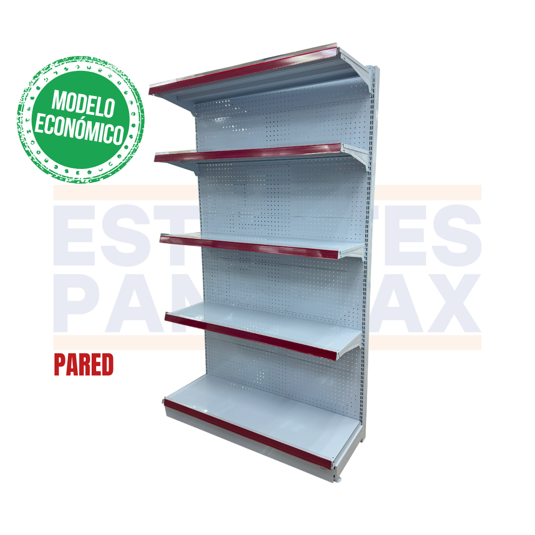 **MODELO ECONÓMICO** Góndola Pared Perforado Blanco 5 Niveles 210x120x45cm 75kg/nivel PMX-3006-P