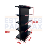 Góndola Doble Lado Perforado Negro 5 Niveles 230x120x70cm 125kg/nivel PMX-7003-D