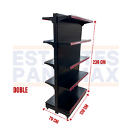 Góndola Doble Lado Perforado Negro 5 Niveles 230x120x70cm 125kg/nivel PMX-7003-D
