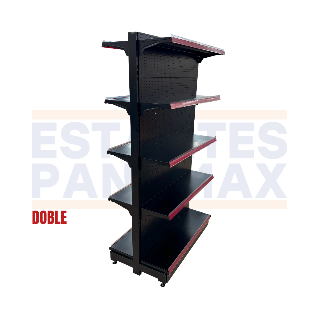 Góndola Doble Lado Perforado Negro 5 Niveles 230x120x70cm 125kg/nivel PMX-7003-D