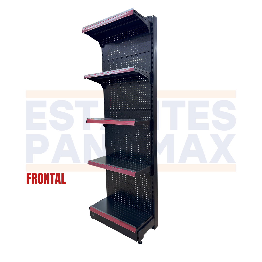 Góndola Frontal Perforado Negro 5 Niveles 230x70x35cm 125kg/nivel PMX-7003-F