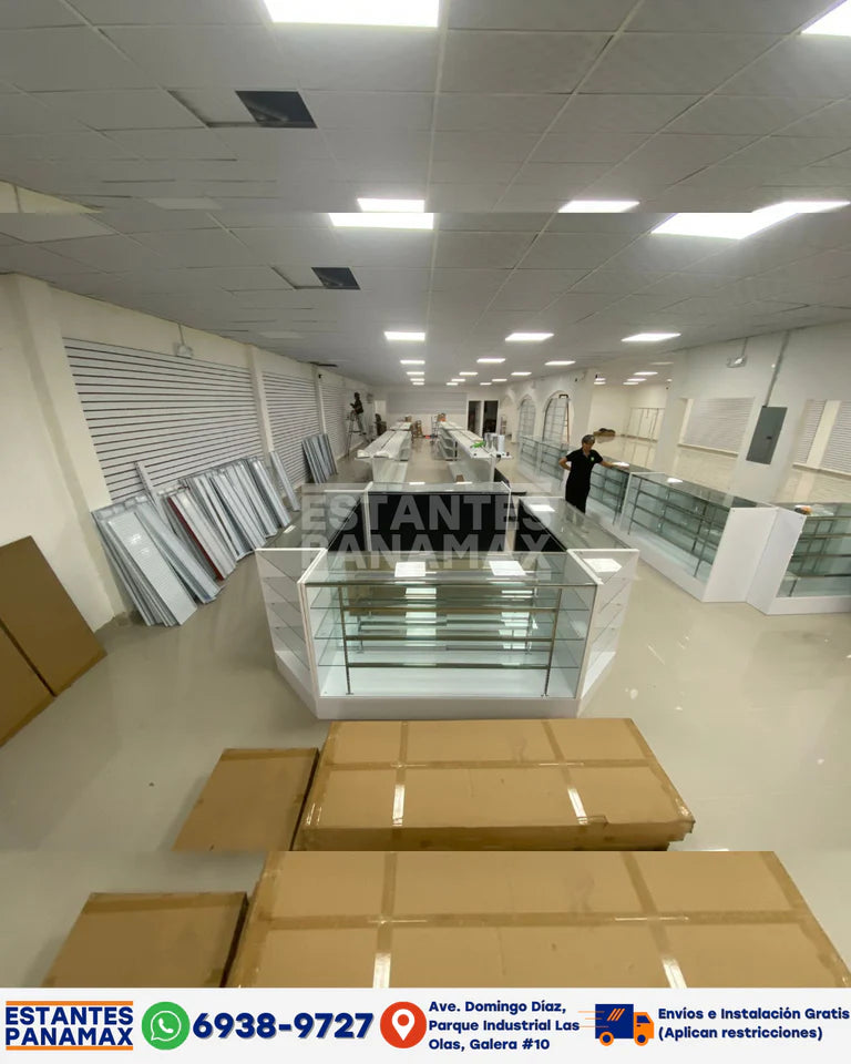 Vitrina de MDF Blanco 3 Niveles de Vidrio Templado 110x100x50cm BNM5-5