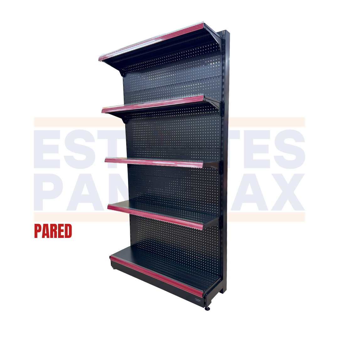 Góndola Pared Perforado Negro 5 Niveles 230x120x35cm 125kg/nivel PMX-7003-P