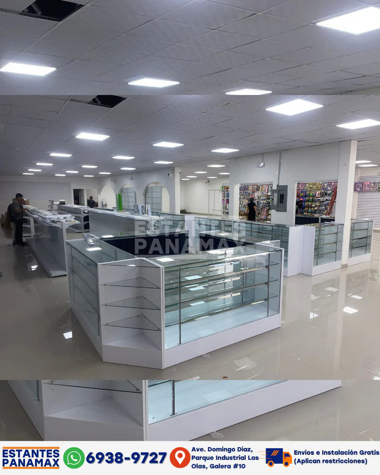 Vitrina de MDF Blanco 3 Niveles de Vidrio Templado 110x100x50cm BNM5-5
