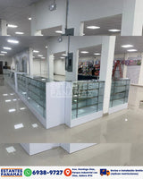 Vitrina de MDF Blanco 3 Niveles de Vidrio Templado 110x100x50cm BNM5-5