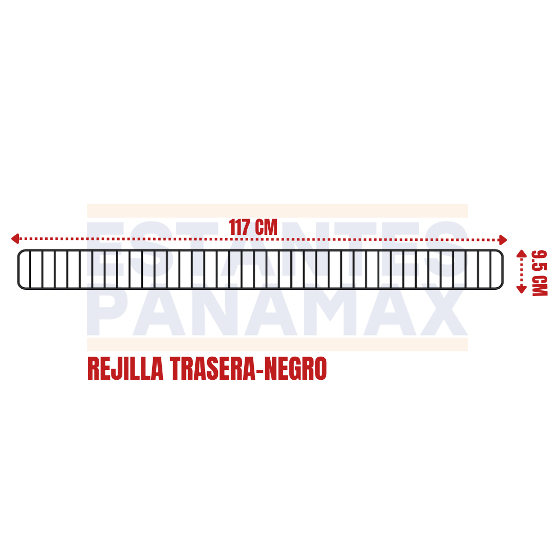 Rejilla de Hierro Trasera Negro 9.5x117cm RT117-NE