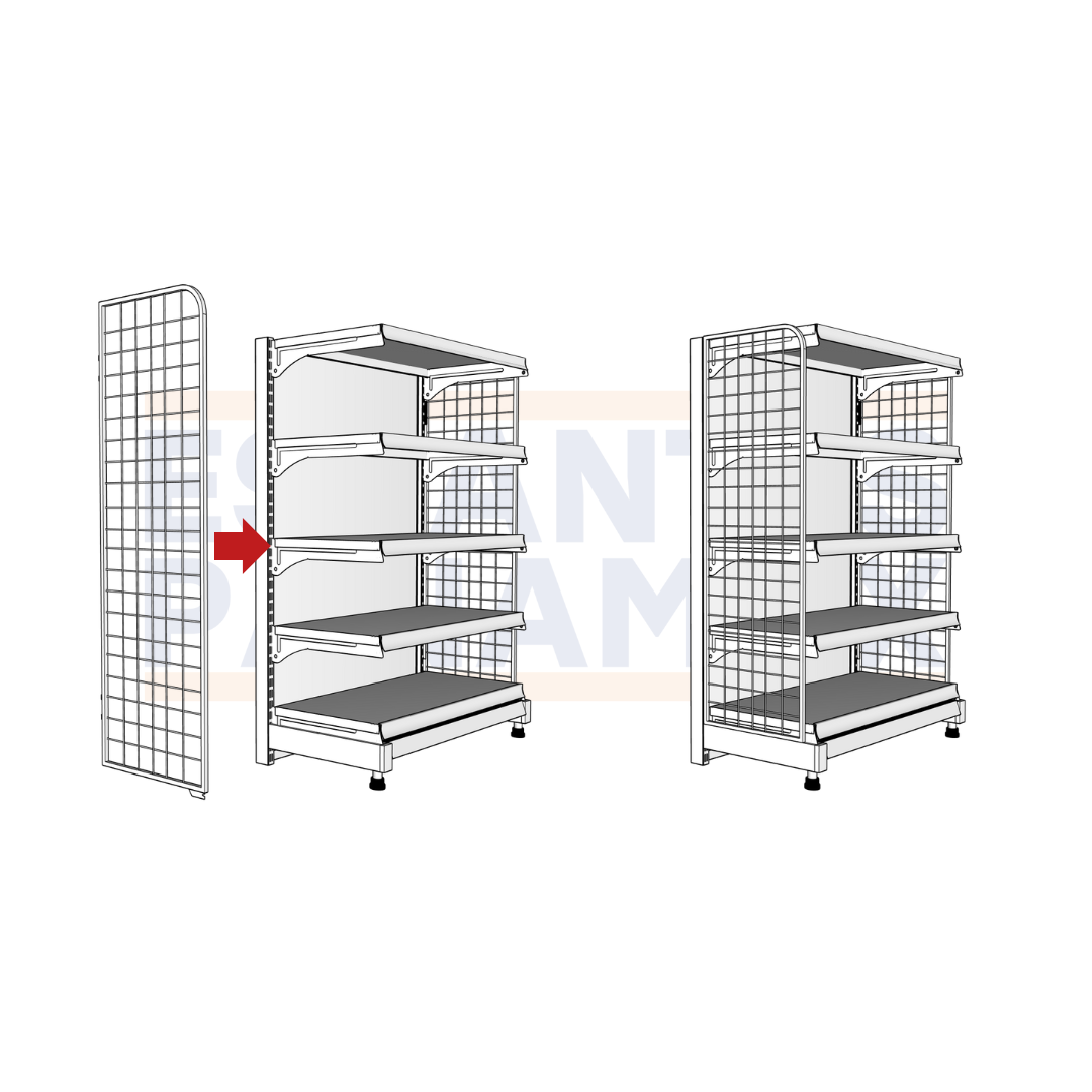 Set 2 Mallas Laterales de Hierro Blanco 110x35cm para Góndolas PMX-1380