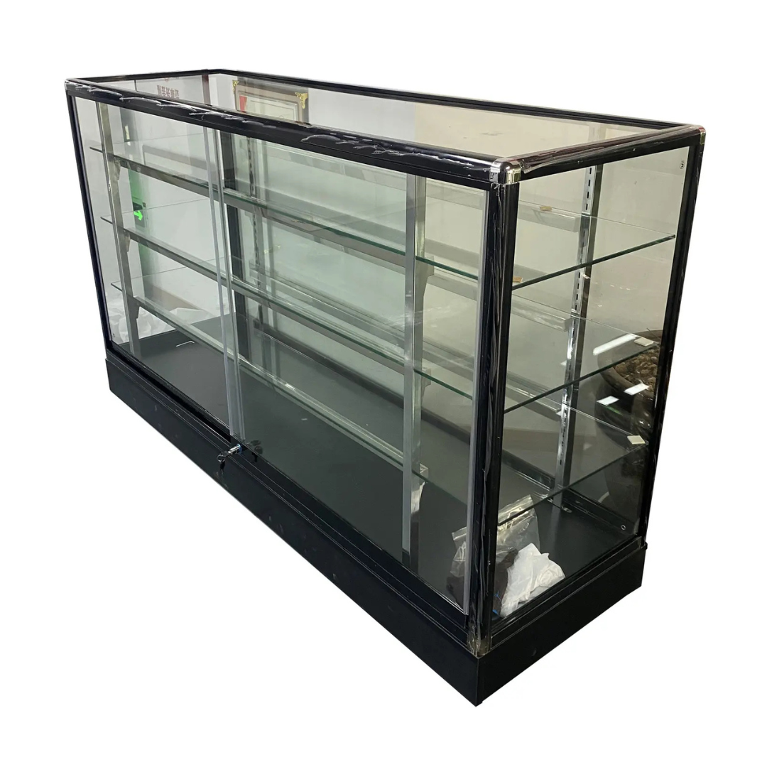 Vitrina de Aluminio Negro 3 Niveles de Vidrio Templado 105x120x55cm KW-003-120CM
