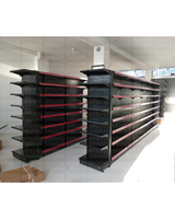 **MODELO ECONÓMICO** Góndola Doble Perforado Negro 8 Niveles 200x90x60cm 75kg/nivel PMX-3005-D