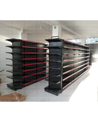 **MODELO ECONÓMICO** Góndola Doble Perforado Negro 8 Niveles 200x90x60cm 75kg/nivel PMX-3005-D
