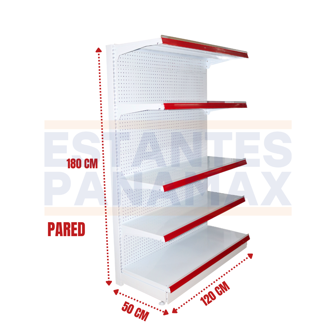 Góndola Pared Perforado Blanco 5 Niveles 180x120x50cm 150kg/nivel PMX-1134
